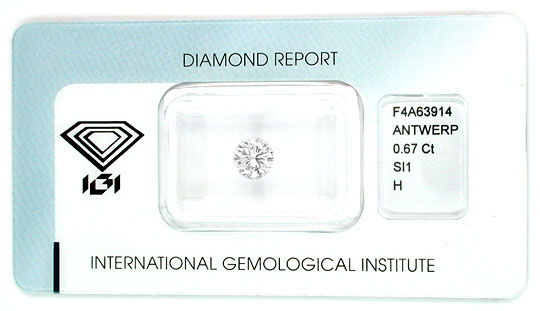 Foto 1 - Diamant, IGI!!!, Brillant 0,67ct Wesselton, SI1, D5560