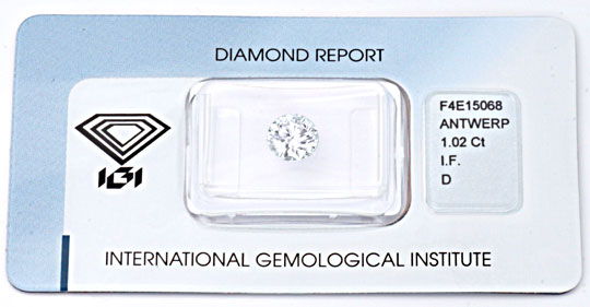 Foto 1 - Bester Diamant 1,02 River D Lupenrein VG/VG IGI Diamond, D5647