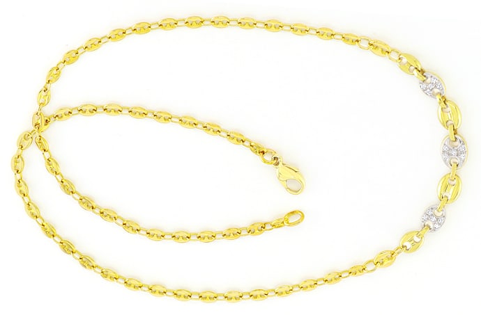 Foto 1 - Collier Gelbgold-Bohnenkette mit 15 Diamanten, S5927