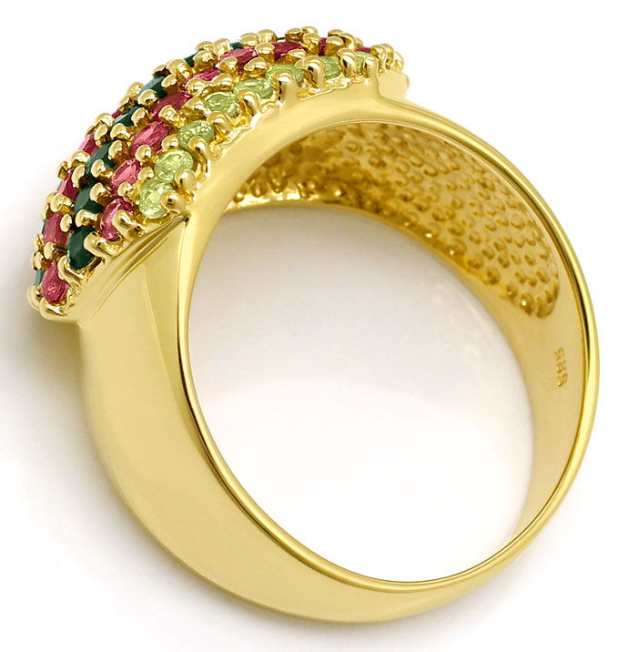 Foto 3 - Dekorativer breiter Ring, Gelbgold, 65 bunte Farbsteine, S9201